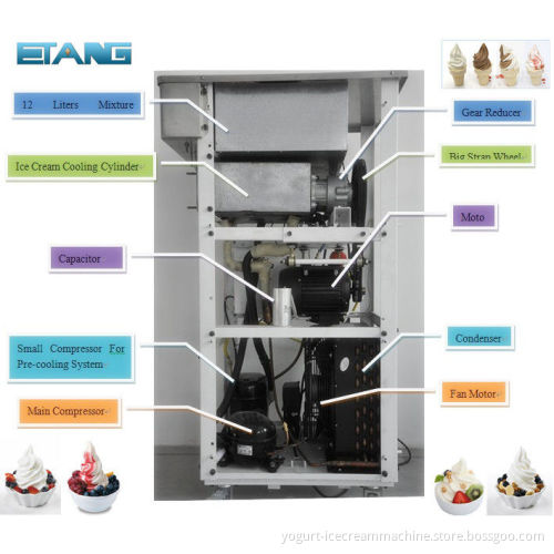 Stainless Steel Automatic Three Flavors Soft Serve Ice Cream Machine With Colorful Display Screen